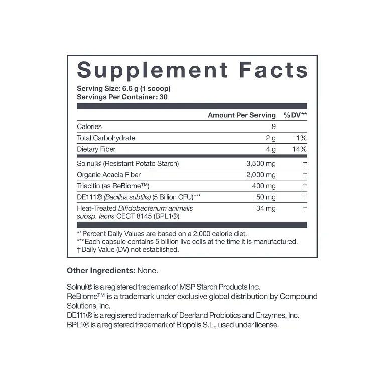 Prebiotic Fiber Supplement Facts