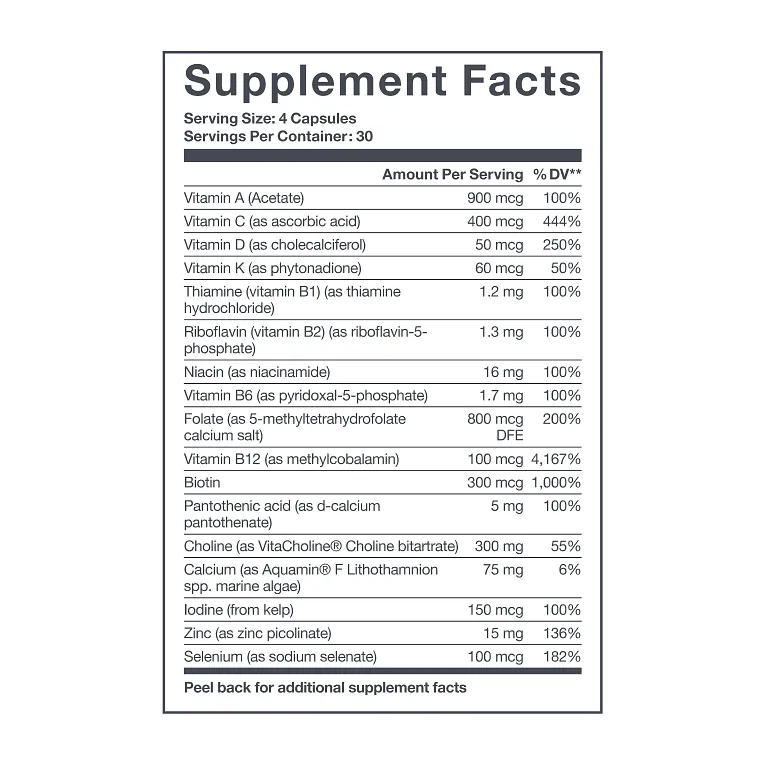Womens Daily Multivitamin Supplement Facts